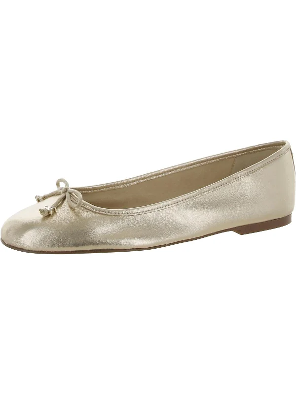 Felicia Luxe Womens Leather Bow Ballet Flats