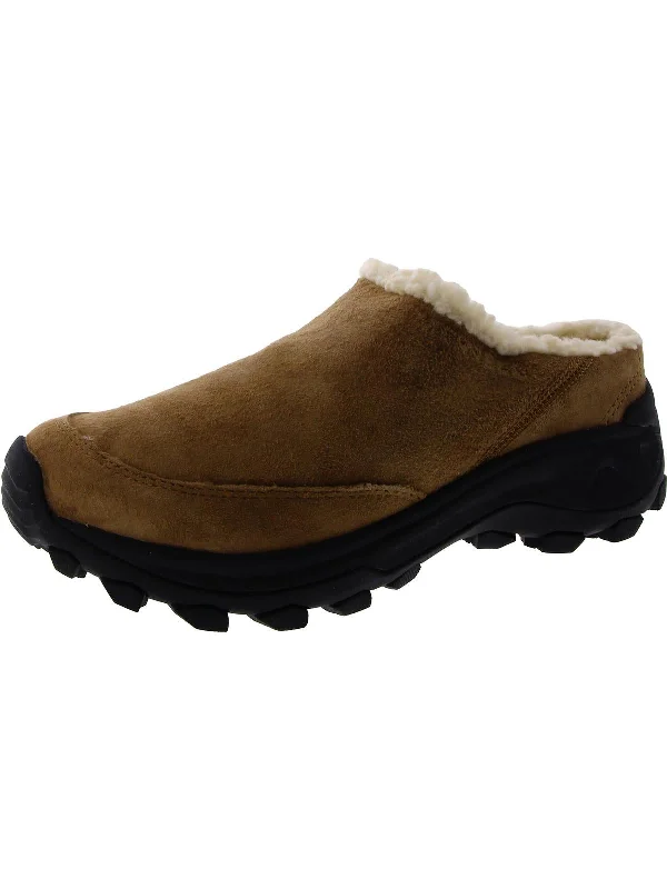 Winter Slide Womens Faux Suede Shearling Lined Slip-On Sneakers