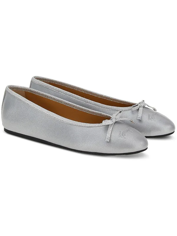 Womens Patent Leather Logo Ballet Flats