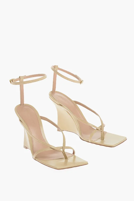 Amazing Deals Bottega Veneta Squared Leather Sandals Wedge 10Cm