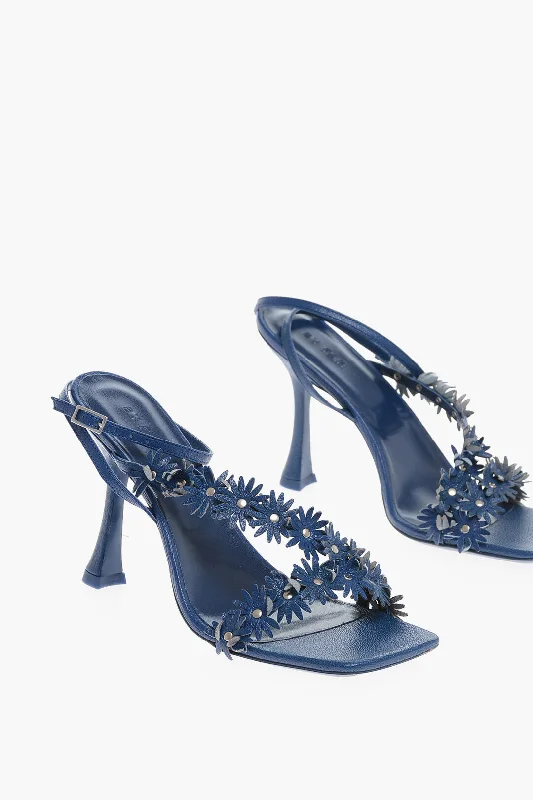 Midnight Madness Byfar Leather Poppy Ankle-Strap Sandals With Flowers Embellishment