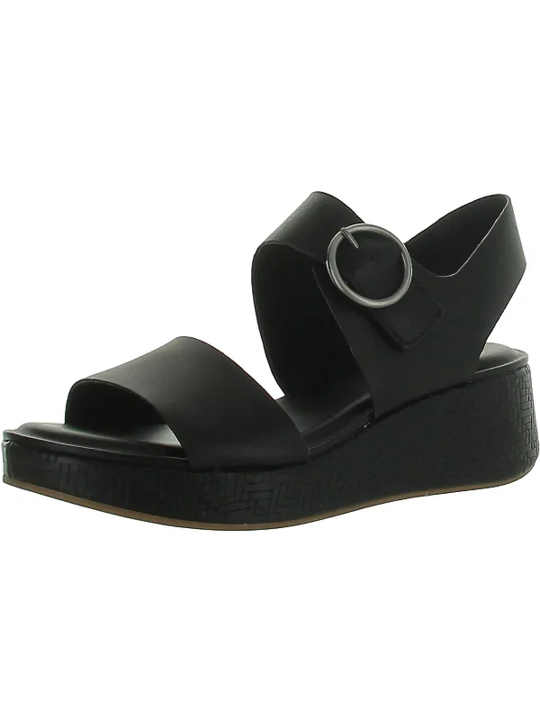 Special Buy Faedra Womens Leather Wedge Slingback Sandals