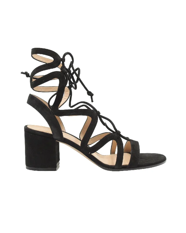 Low Prices Gianvito Rossi Artemis 60 Lace-Up Sandals in Black Suede