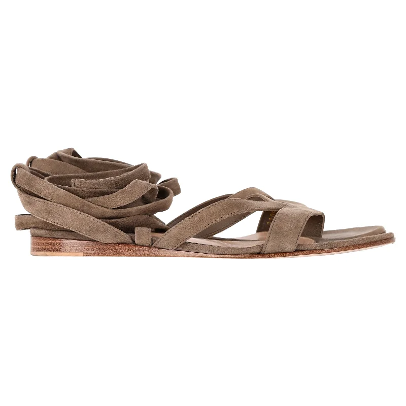 New Markdowns Gianvito Rossi Strappy Gladiator Flat Sandals in Brown Suede