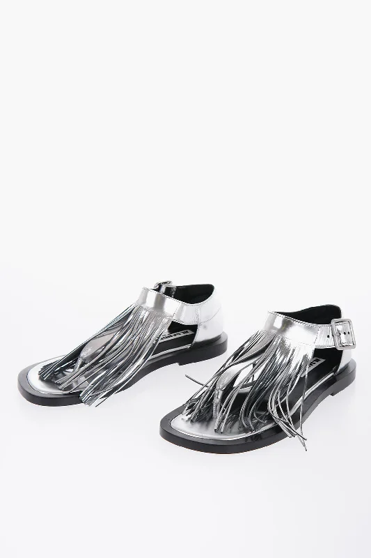 Exclusive Access Jil Sander Fringed Leather Sandals With Buckle