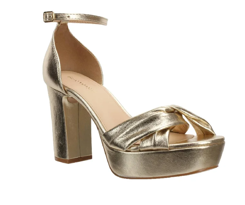 Deal Alert Julie Platform Leather Dress Sandal In Gold