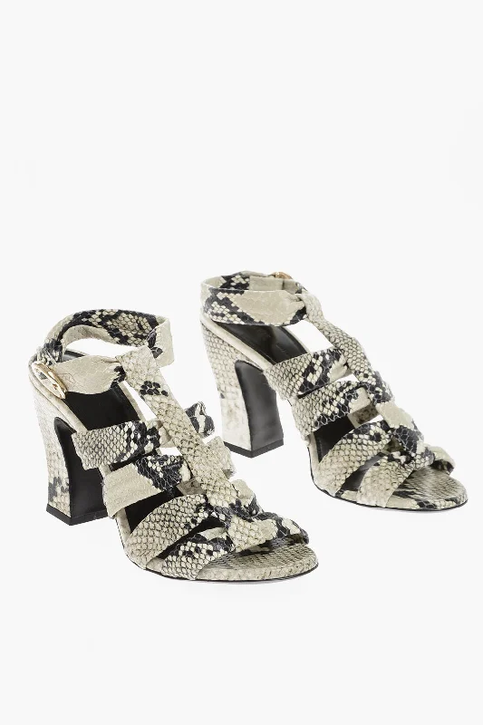 Buy Now Khaite Python Effetch Leather Perth T-Strap Sandals 10Cm