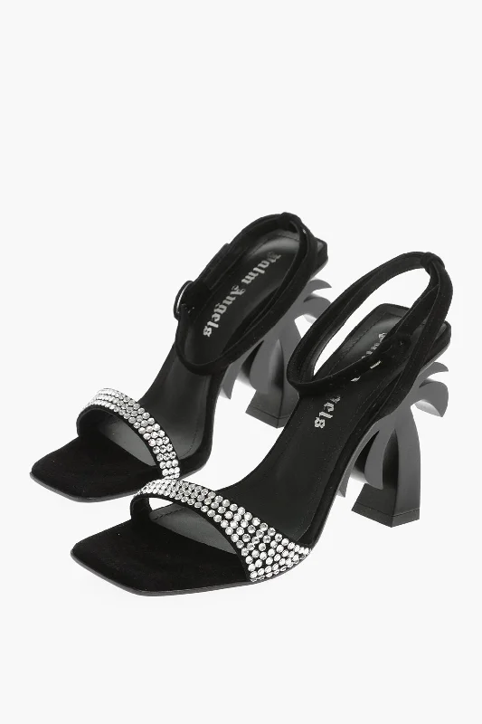 Special Buy Palm Angels Leather Sandals With Rhinestones And Statement Heel 10Cm
