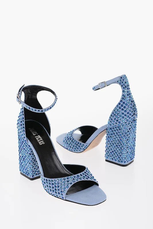 Markdown Madness Paris Texas Suede Holly Ankle-Strap Sandals With Rhinestone Embellishmen