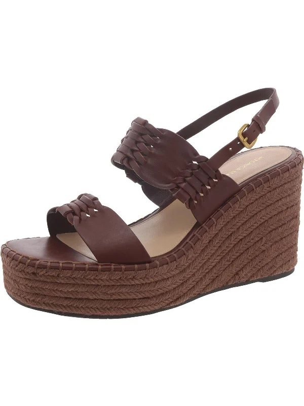 Hurry In Riya Womens Leather Ankle Strap Wedge Sandals