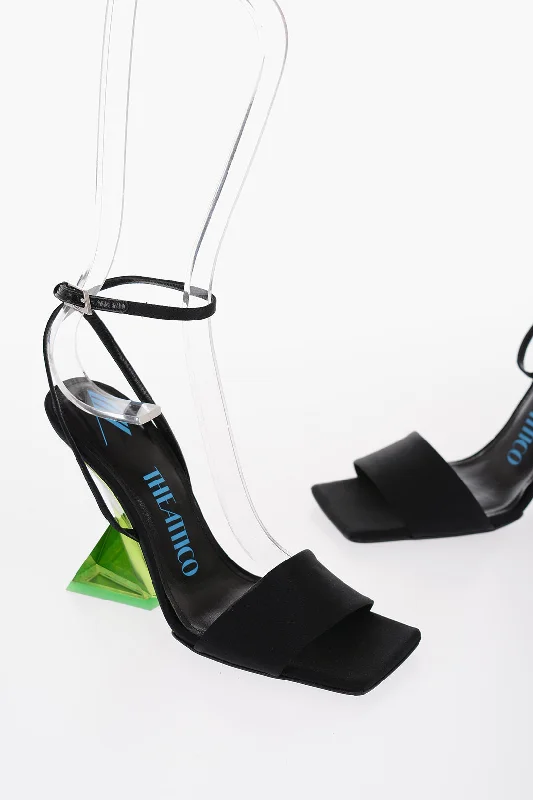 Price Break The Attico Satin Cheope Ankle-Strap Sandals With Sculptural Plexiglass