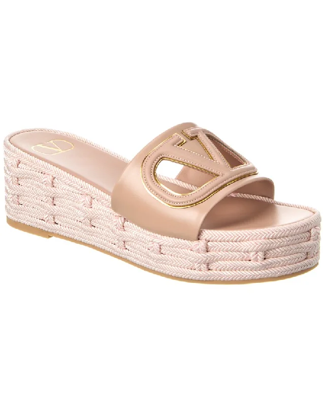 Fantastic Offers Valentino VLogo 60 Leather Wedge Sandal