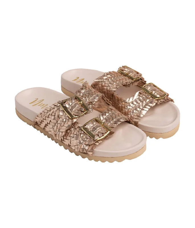 Unmissable Sale Women's Intertwine Dual Woven Strap Slide In Champagne