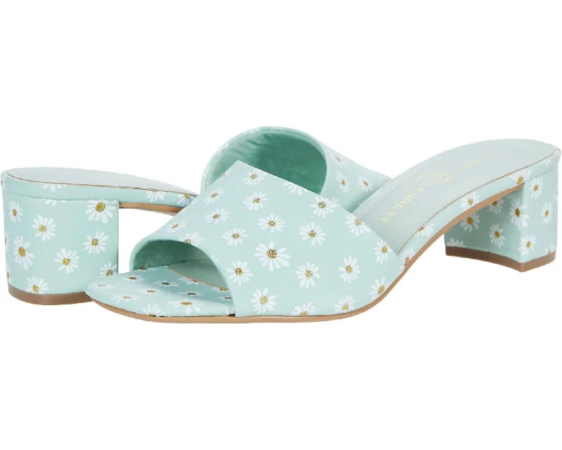Price Fest Women's Lana Slide Sandal In Green Daisy Fabric
