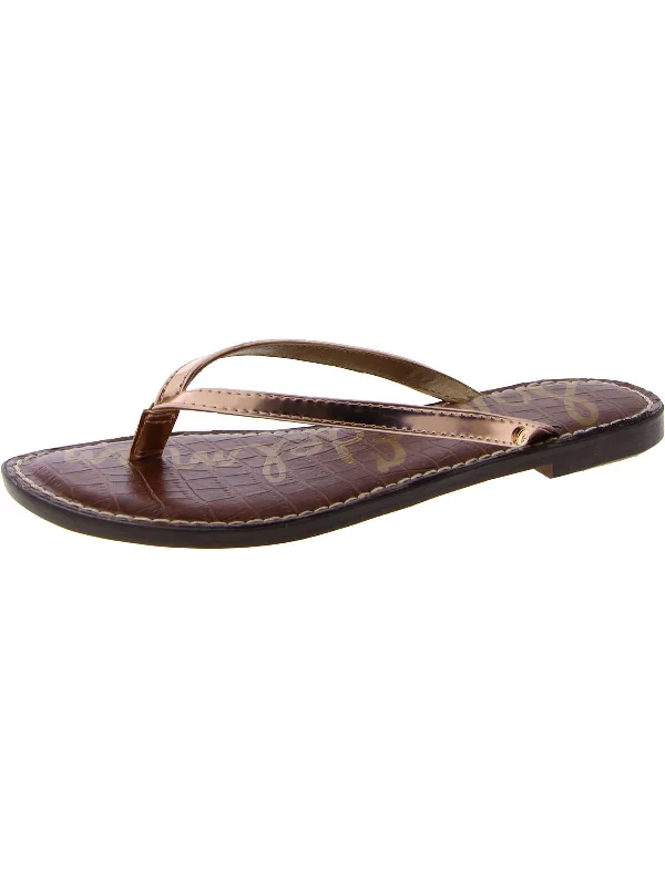 Price Buster Womens Patent Leather Thong Flip-Flops