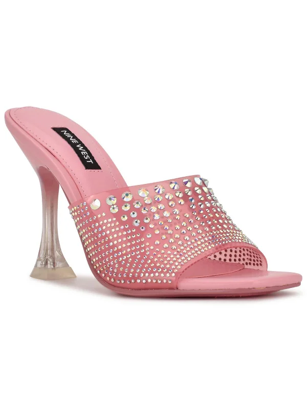 Discount Days Womens Rhinestone Slip On Heels