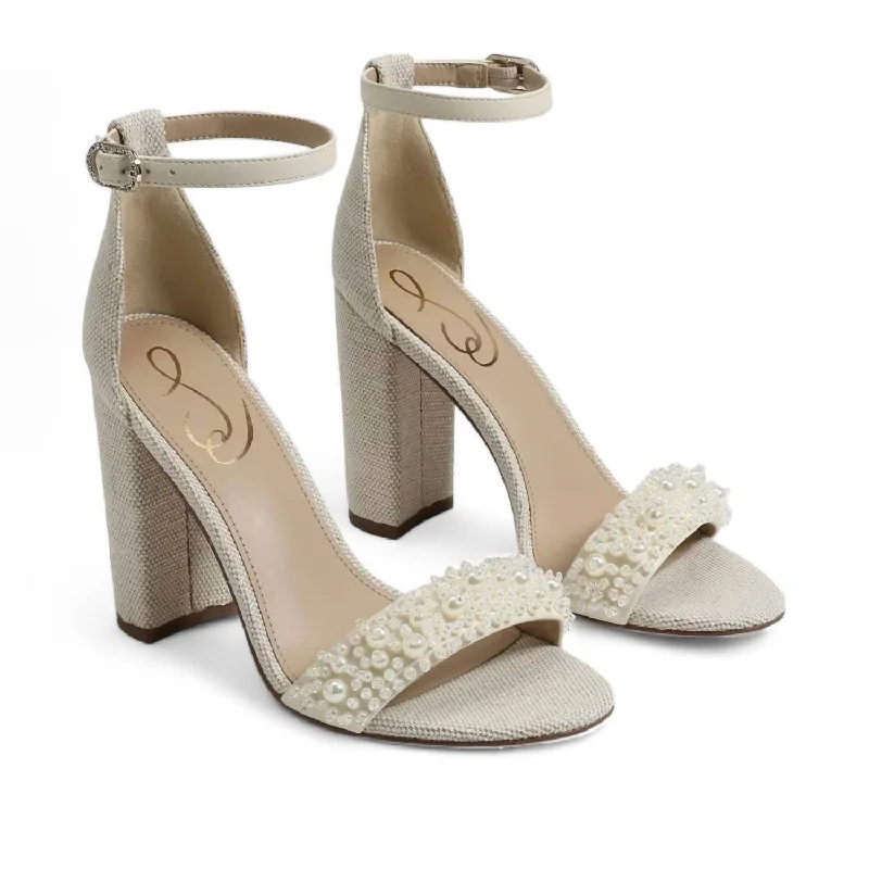 Yaro Block Heel Sandal In Modern Ivory Pearl