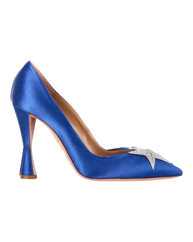 Aquazzura Proust 105 Pumps in Cobalt Blue Satin