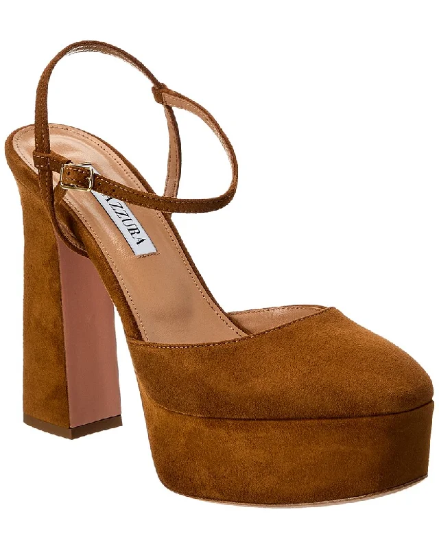 Aquazzura Groove Plateau 120 Suede Platform Pump