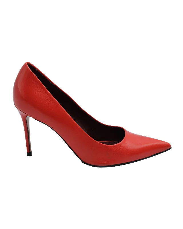 Celine Classic Point-Toe Pumps in Red Leather