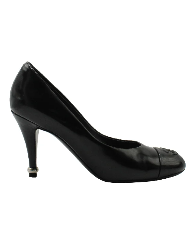 Chanel CC Cap Toe Pumps in Black Leather