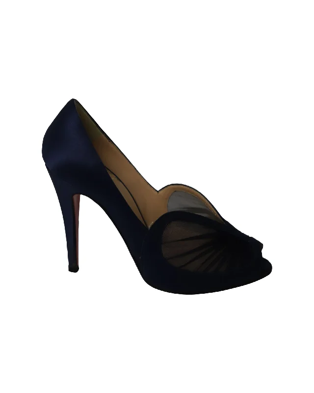 Christian Louboutin Papilipi 100 Pumps in Navy Blue Satin