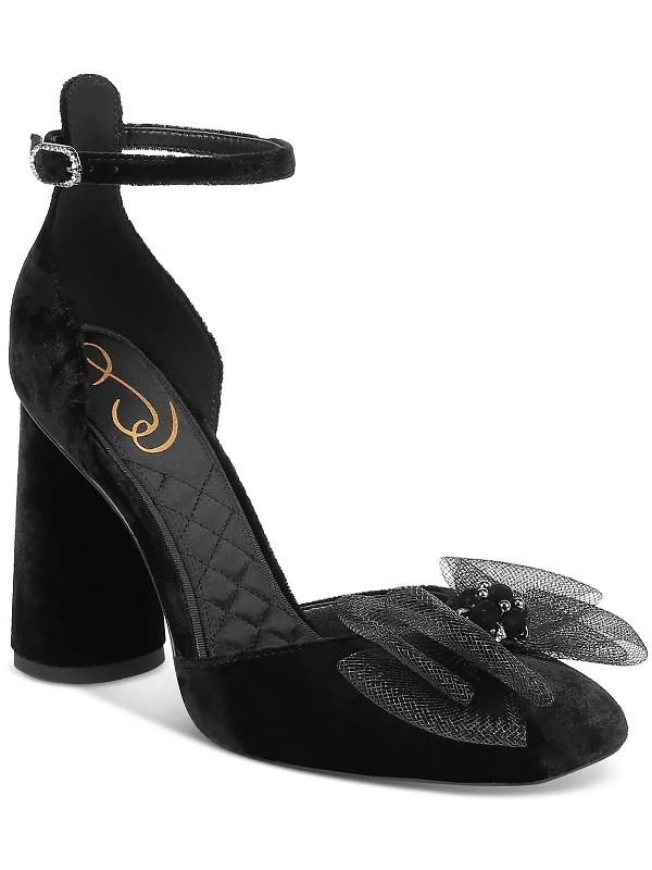 COLTER Womens Velvet Bow Ankle Strap