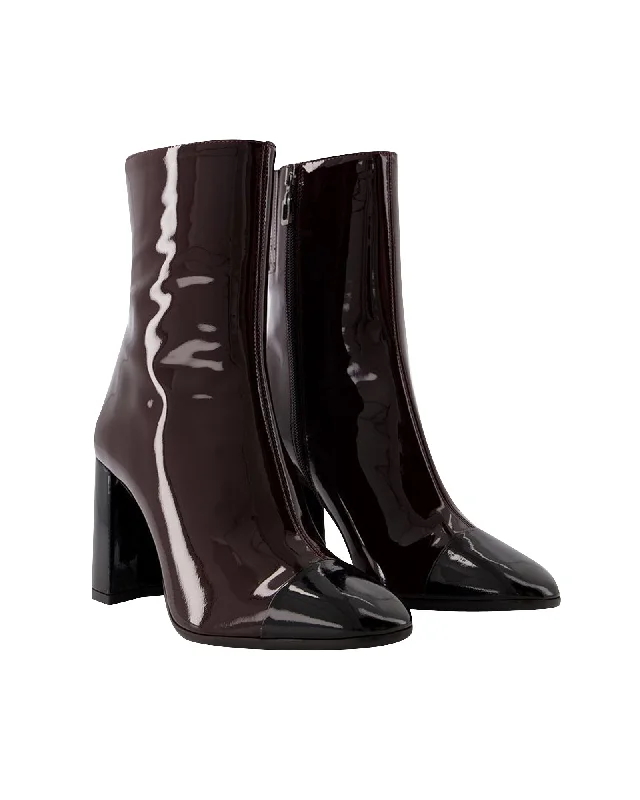 Donna Ankle Boots - Carel - Patent Leather - Brown/Black