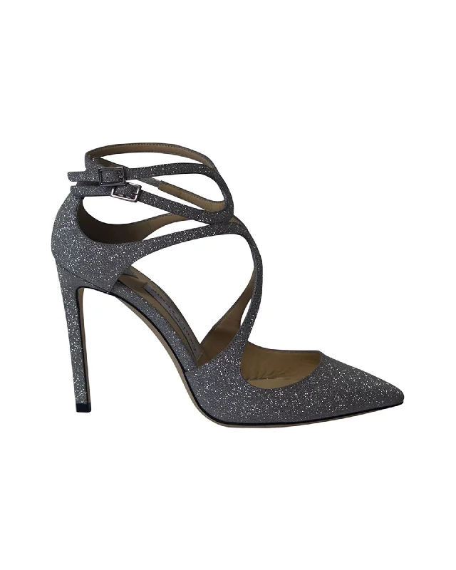 Jimmy Choo Lancer 100 Pumps in Silver Glitter