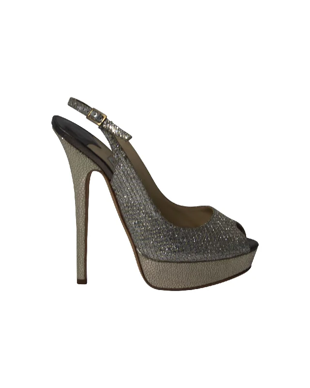 Jimmy Choo Vita Glitter Pumps in Champagne Leather