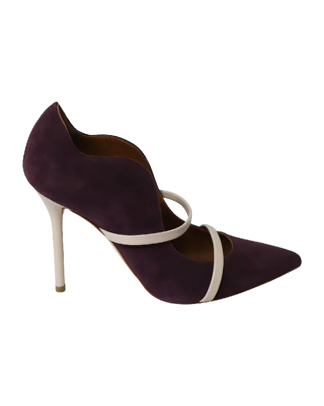 Malone Souliers Maureen Contrast Heeled Pumps in Purple Suede