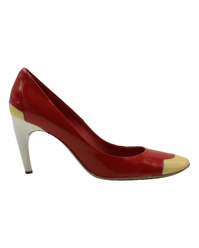 Roger Vivier Colorblock Pumps in Red Patent Leather