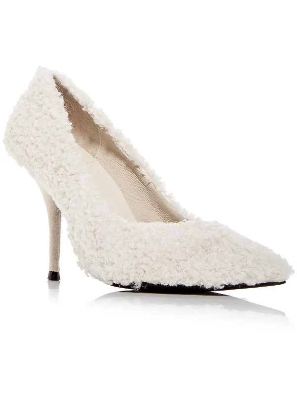 Womens Faux Fur Slip On Pumps