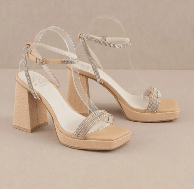 Midnight Madness Women's Suva Rhinestone And Reptile Heel In Nude